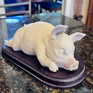 Rare Vintage Coalport England Hand Painted Piglet Fine Art Figurine and Base